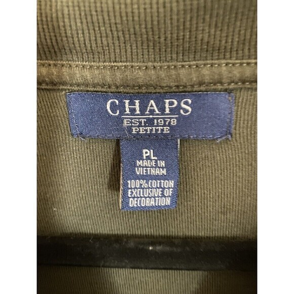 CHAPS Pullover Long Sleeve 1/4 Zip Shirt. Sz. PL Green - Picture 4 of 4